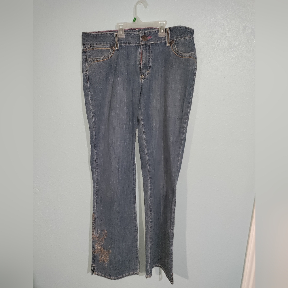 Wrangler Premium Pink Patch Denim Jeans Womens Sz 13/14x 34 Pre-owned Good Cond.